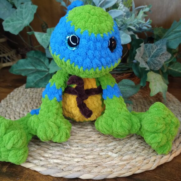 Turtle Power in Blue! Crochet Plushie Handmade by ME! - Picture 6 of 6